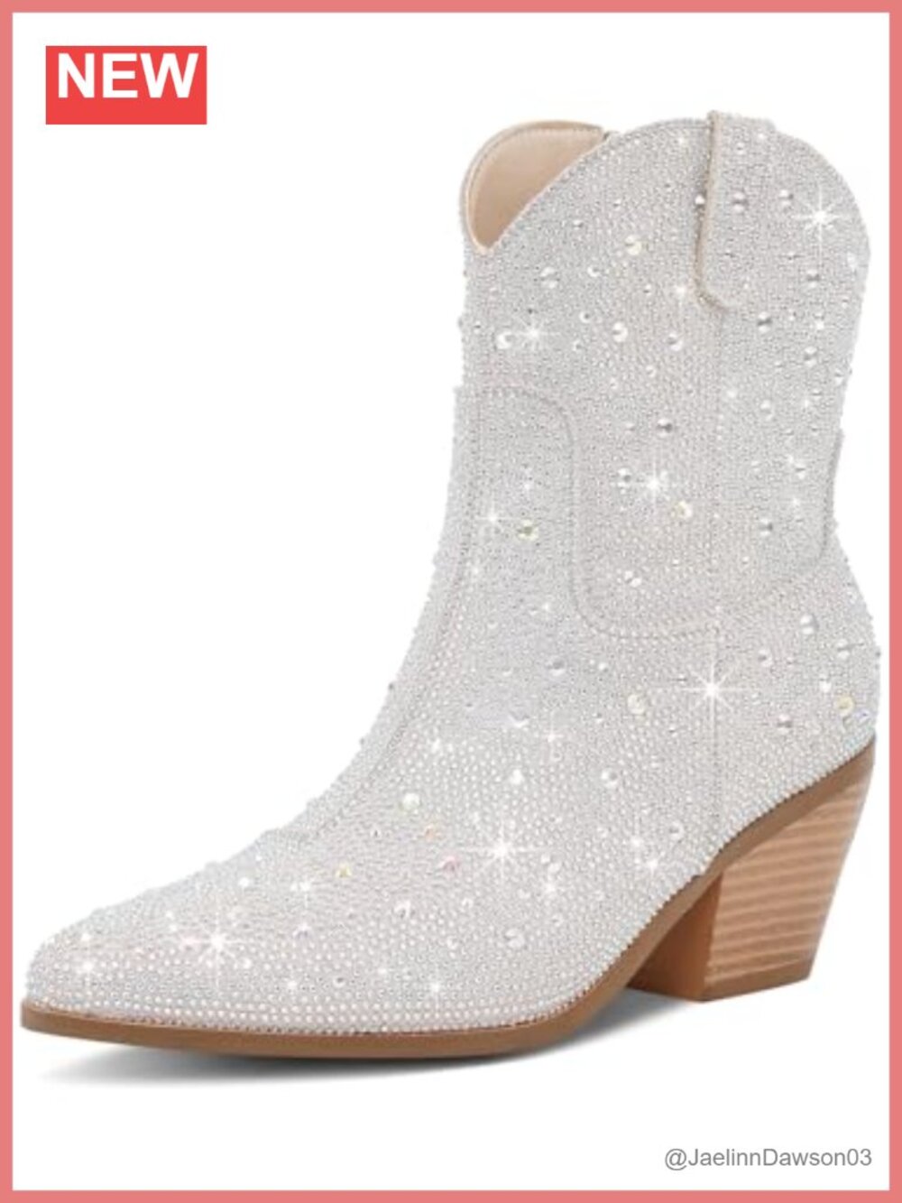 Rhinestone Cowboy Boots for Women Sparkly Ankle Cowgirl Boots, Pointed Toe,